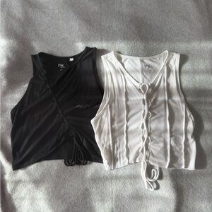 Set of 2 PacSun cropped tanks with tie front
